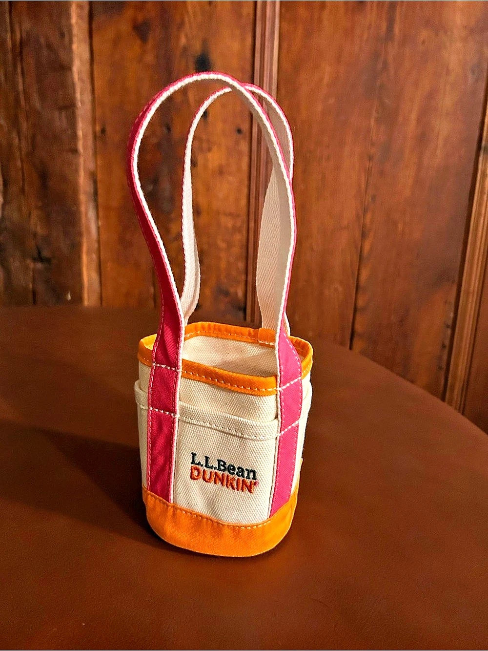 L.L.Bean x Dunkin' Coffee Tote Canvas Mini Orange & Pink